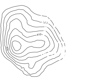 Meet me on the hill logo in white with grey hill contour lines behind