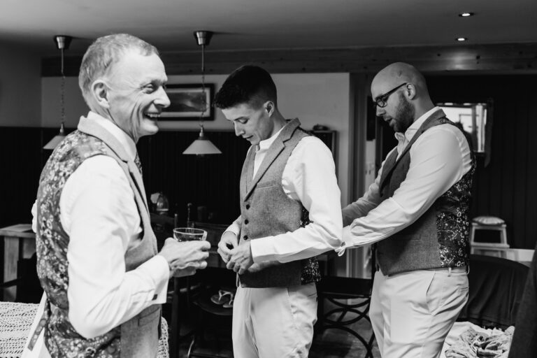 groomsmen getting ready at warbourne farm new forest wedding