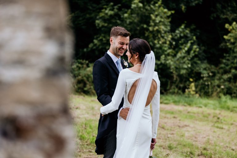 a lovely quiet couple moment at a marquee wedding in devon