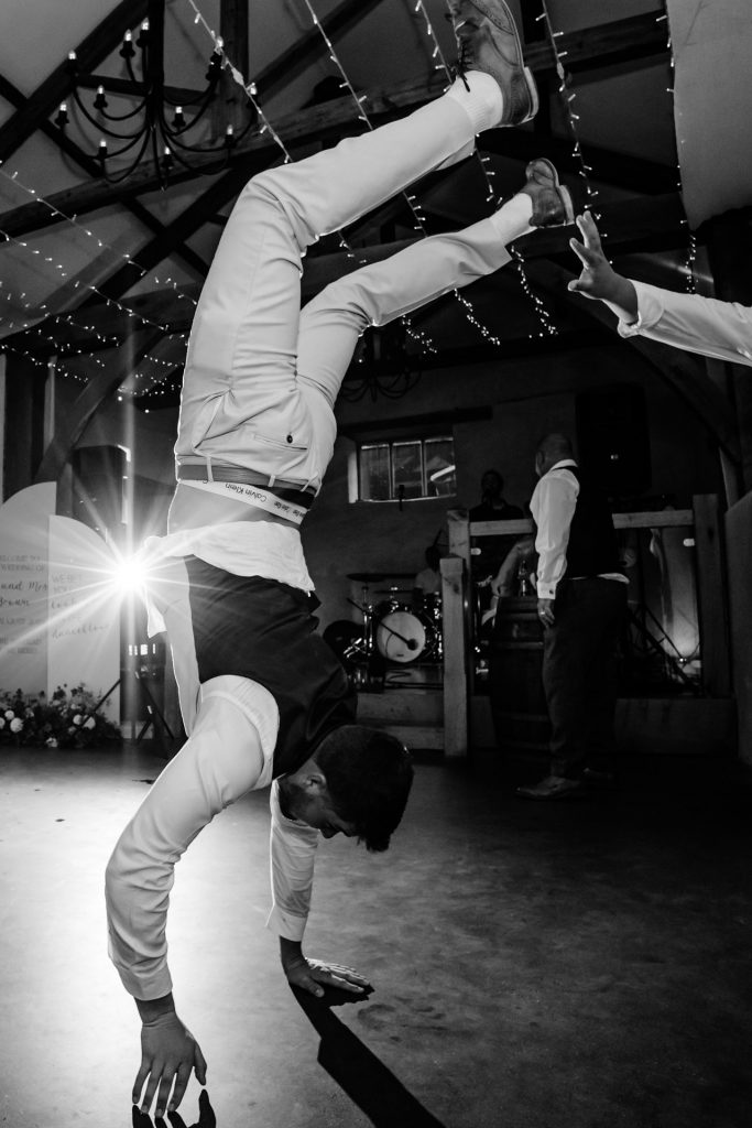 handstand on the dancefloor at upton barns