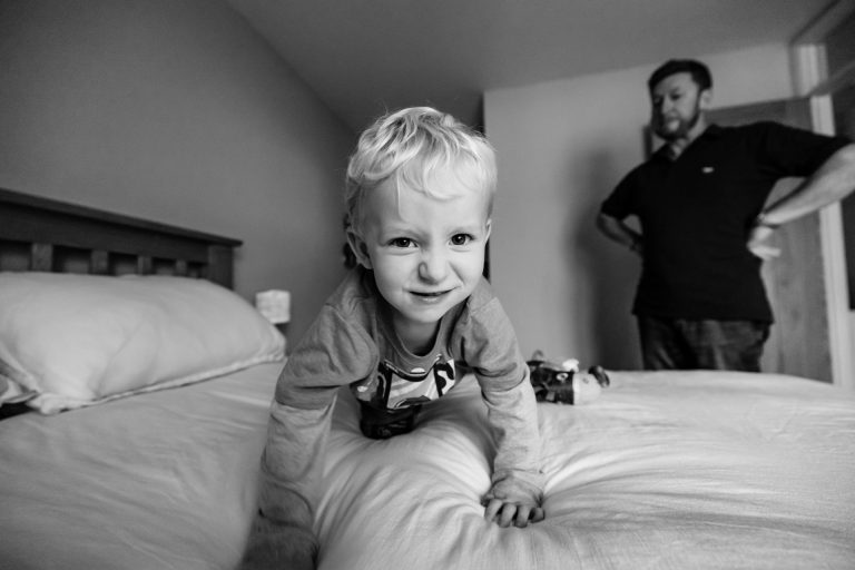 a cheeky toddler at a day in the life family session