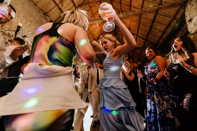 a bridemaid gets involved in the dancing at higher eggbeer